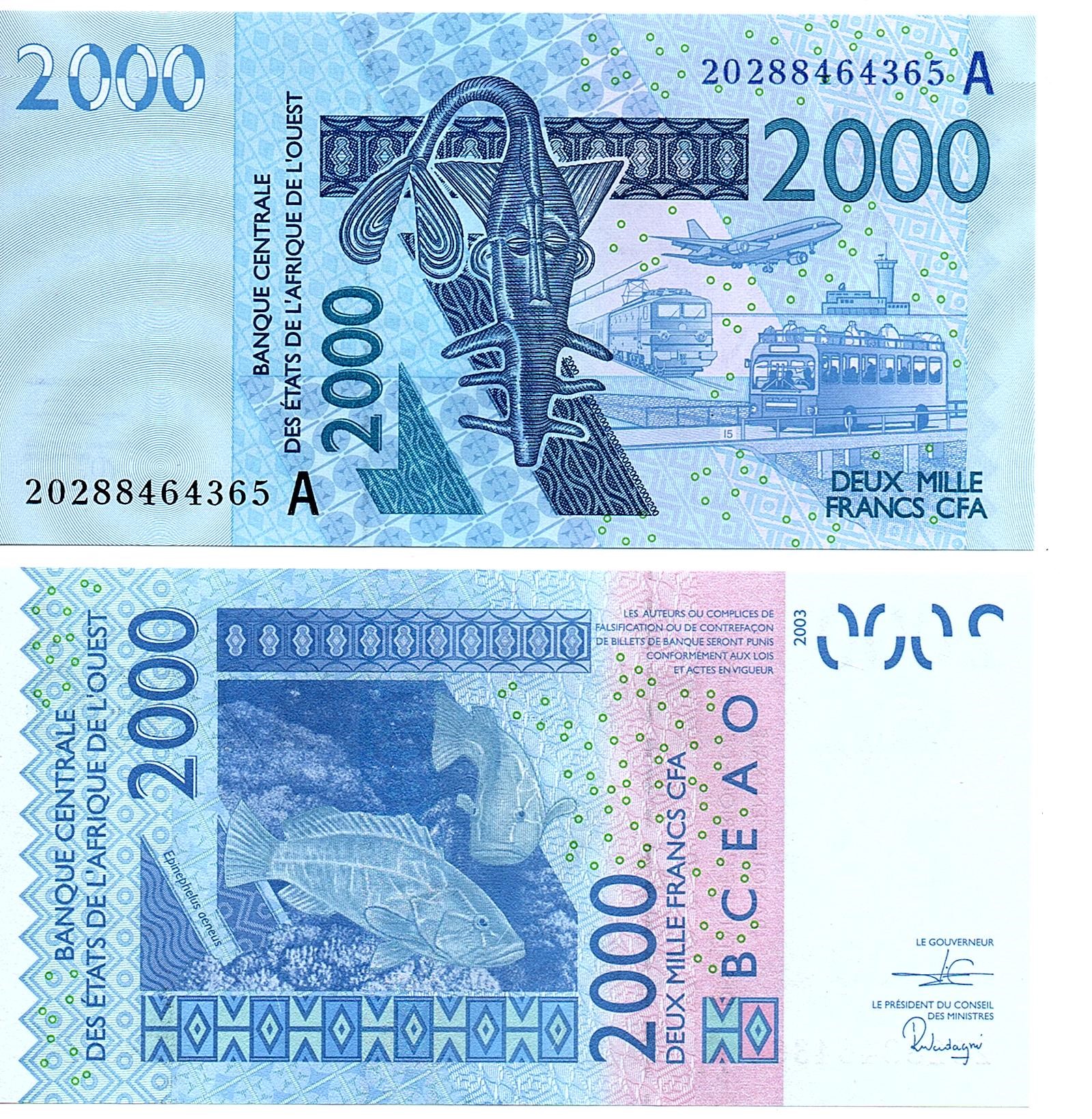 Ivory-Coast #116A20  2000 Francs CFA NEW2020