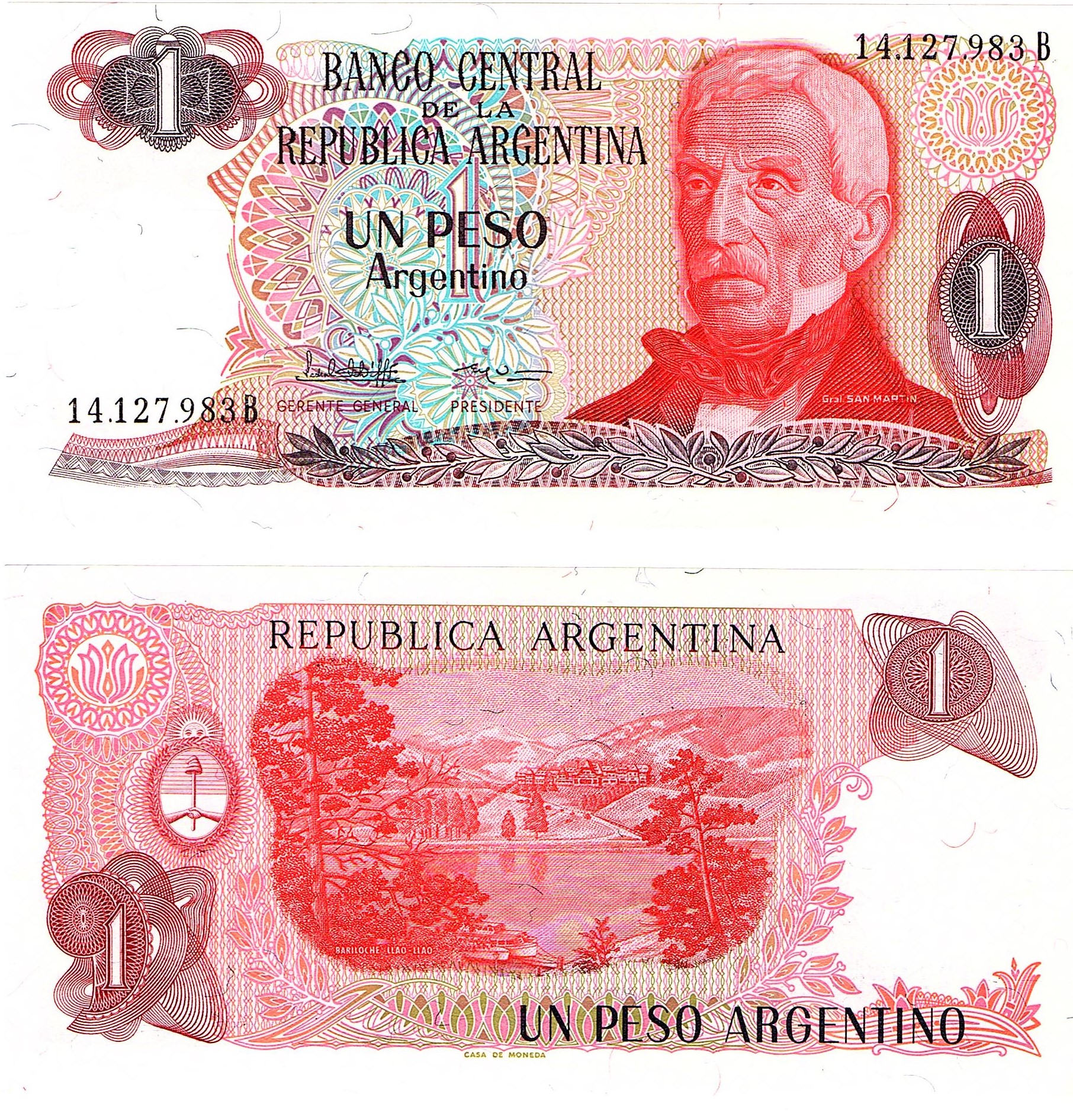 Argentina #311a(2)   1 Peso Argentino