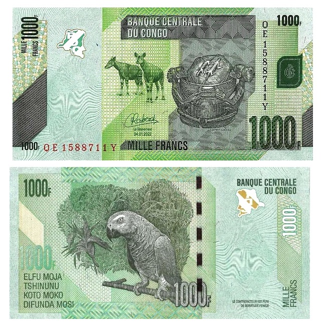 Congo Democratic #101/2022  1.000 Francs