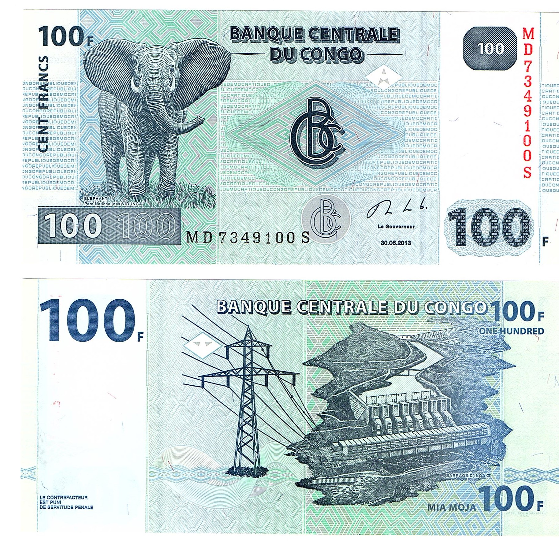 Congo-Democratic #98b 100 Francs