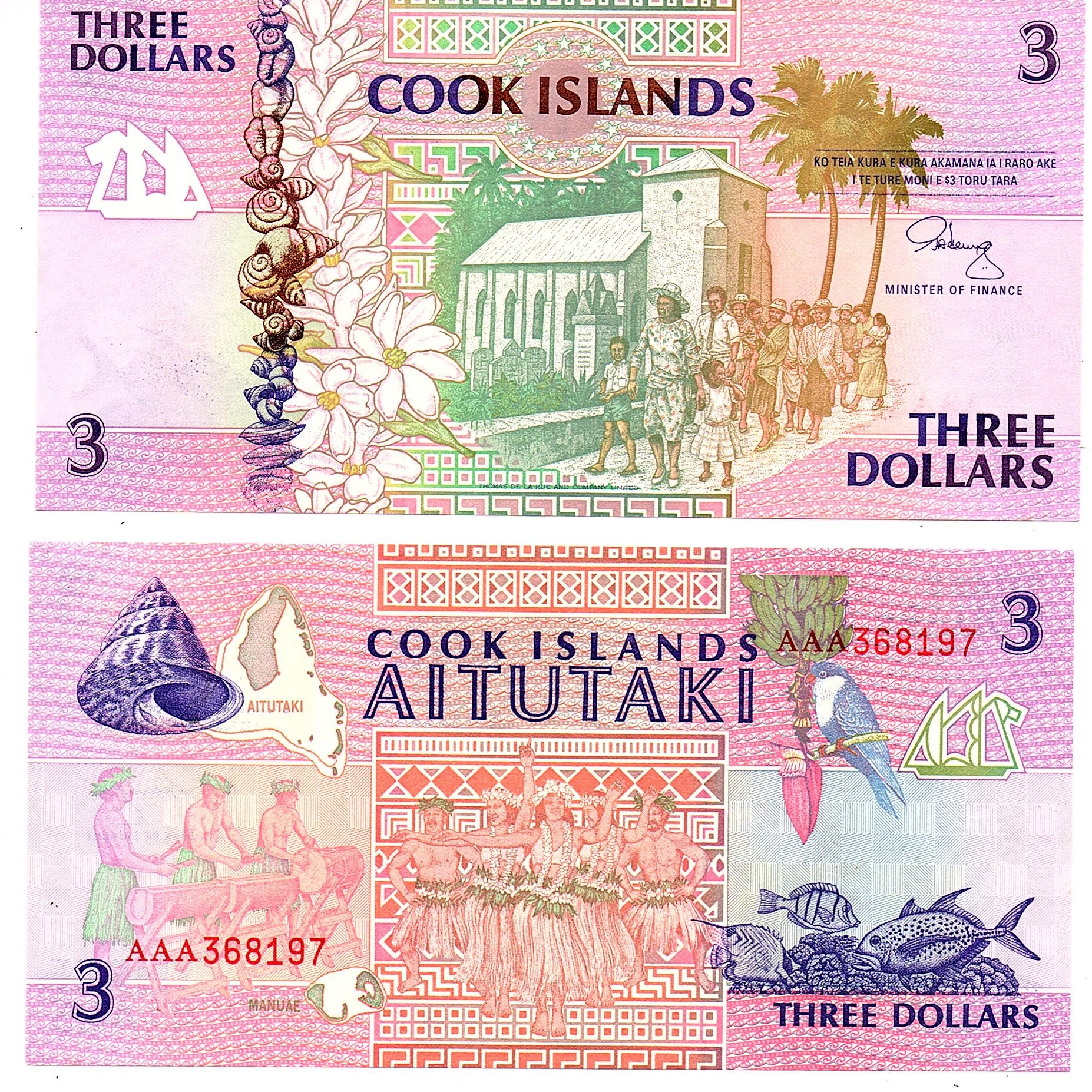Cook Islands #7a 3 Dollars