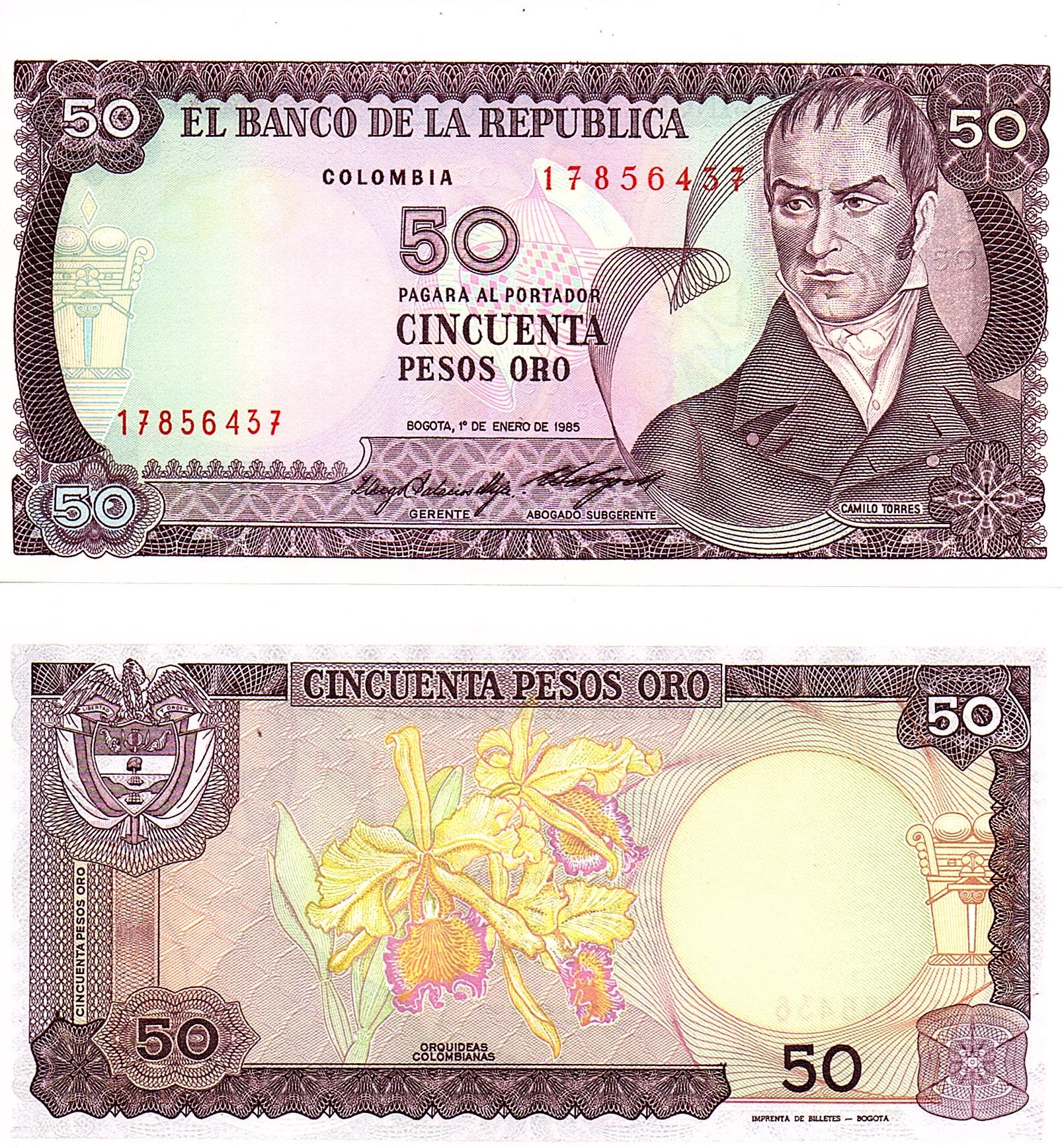 Colombia #425a  50 Pesos Oro