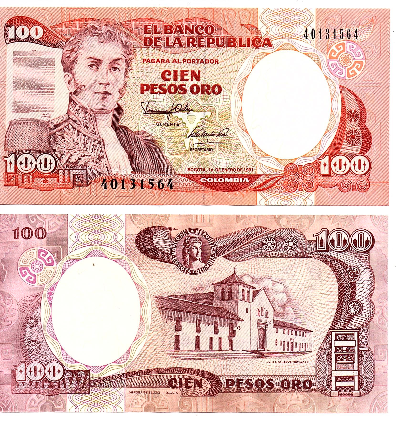 Colombia #426A  100 Pesos Oro