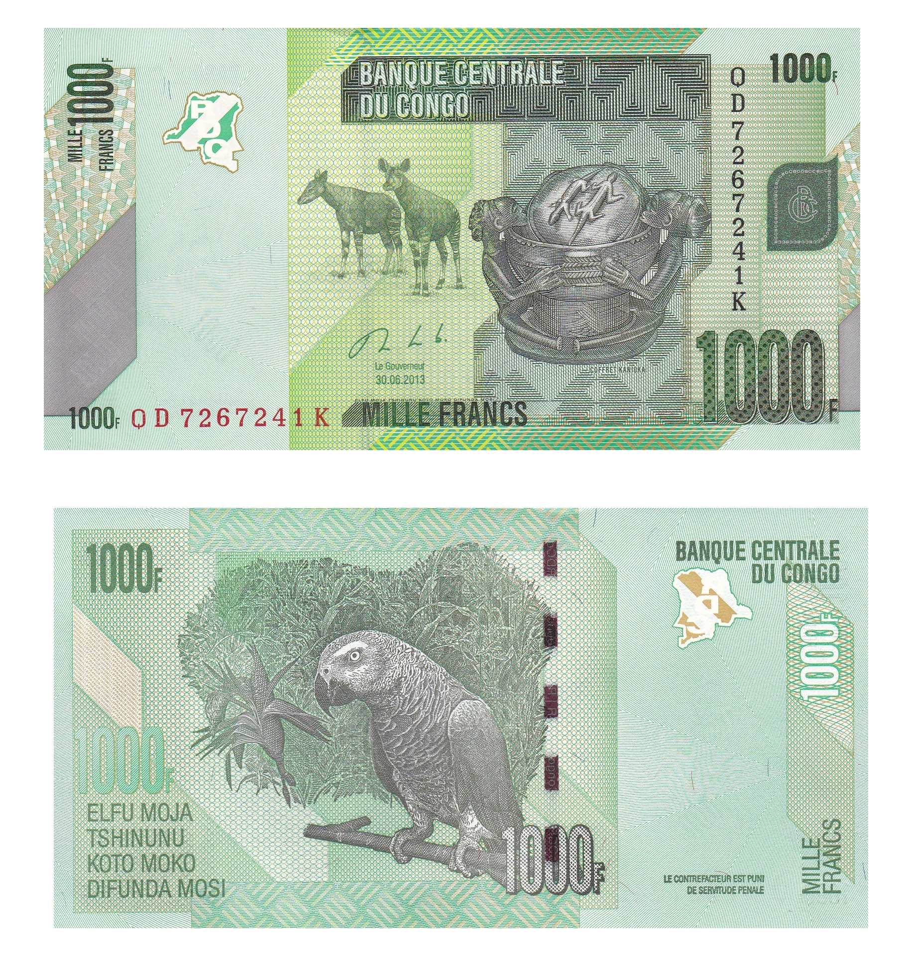 Congo Democratic #101b  1.000 Francs