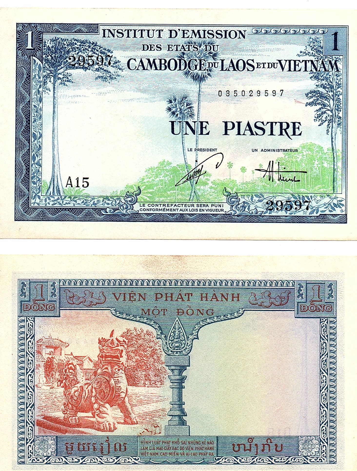 French Indochina #105/AU  1 Piastre / Đồng / Riel / Kip