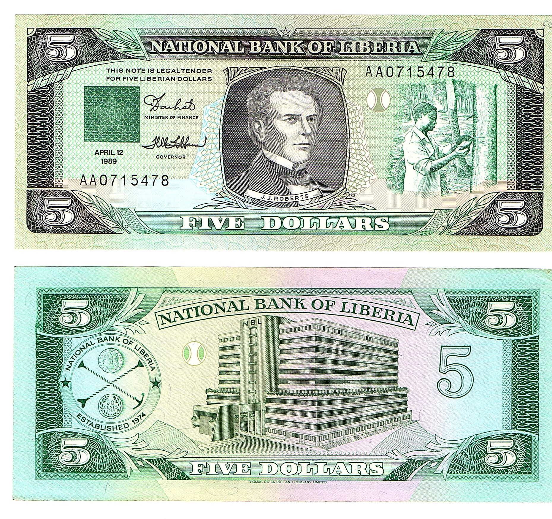 Liberia #19    5 Dollars