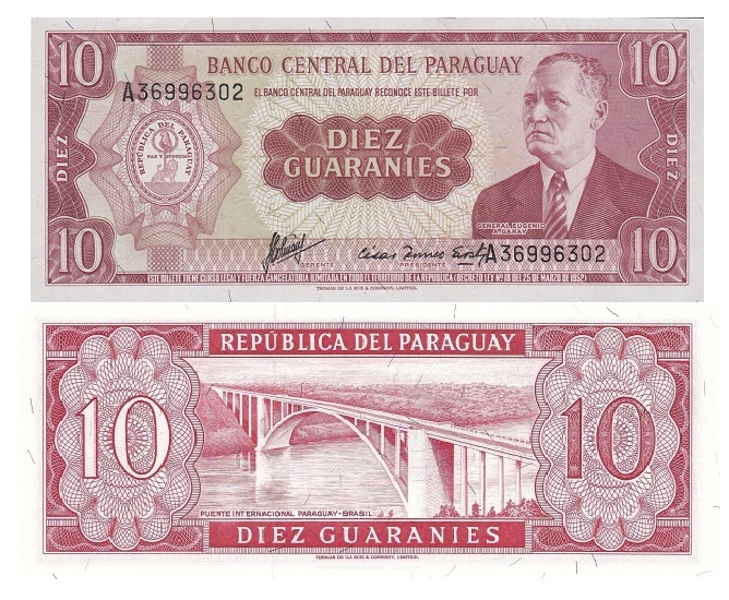 Paraguay #196b 	 10 Guaraníes