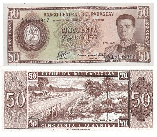 Paraguay #197b 	 50 Guaraníes