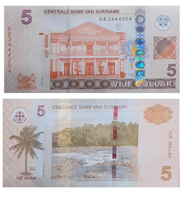 Suriname #162b  5 Dollar