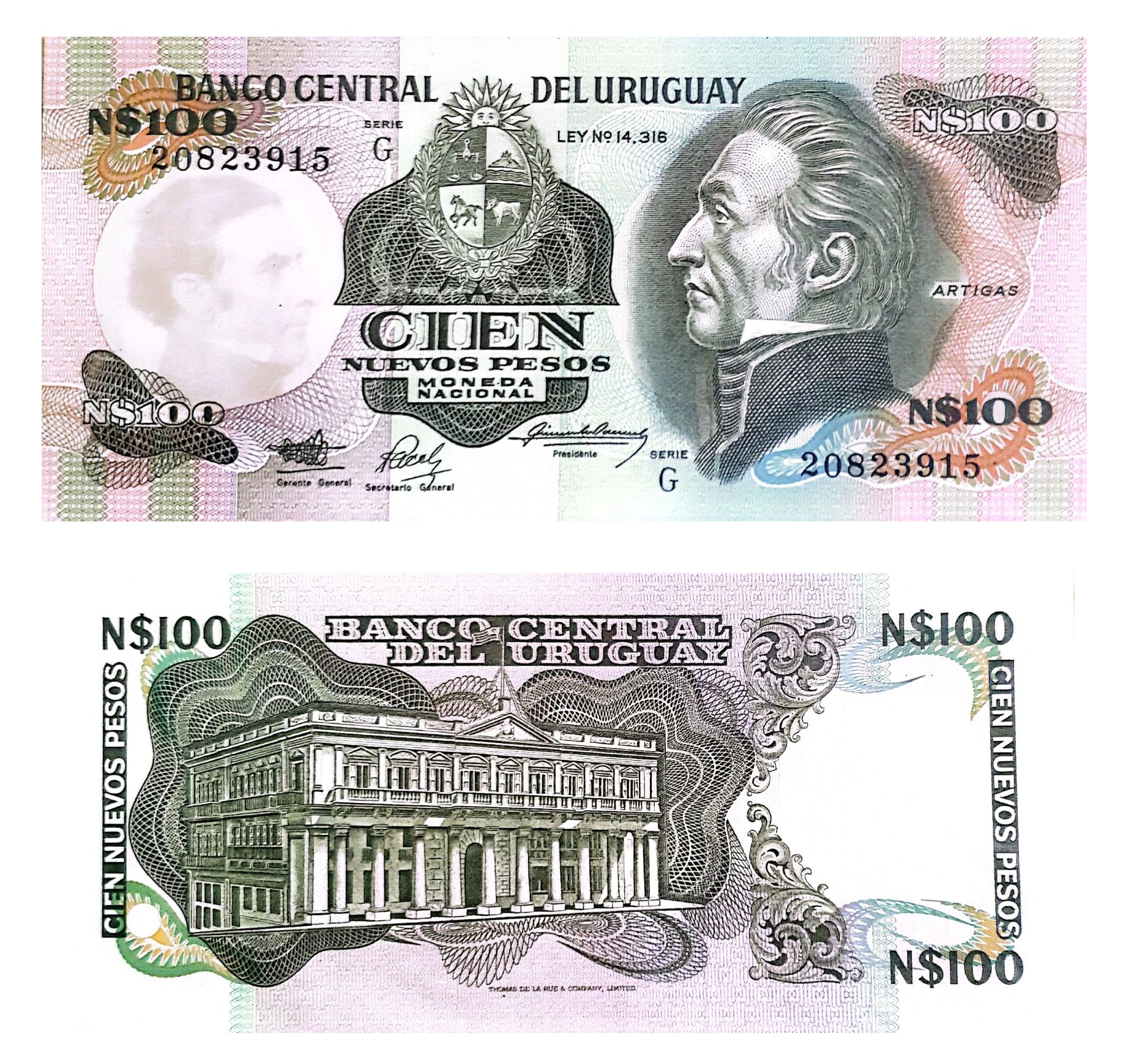 Uruguay #62A100 Nuevos Pesos