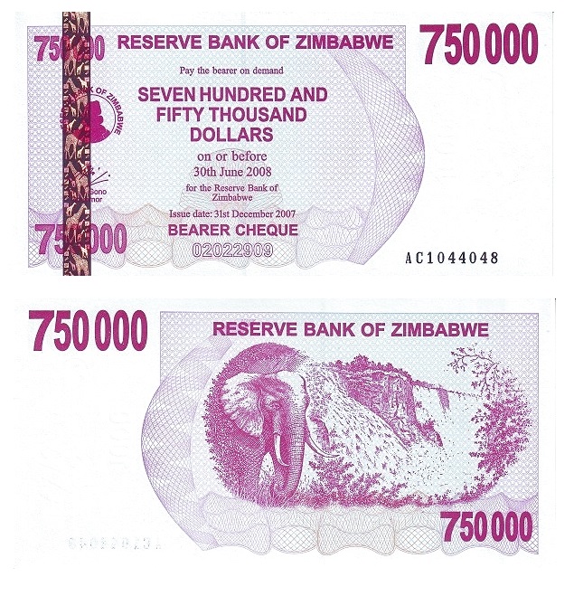 Zimbabwe #52  750.000 Dollarss