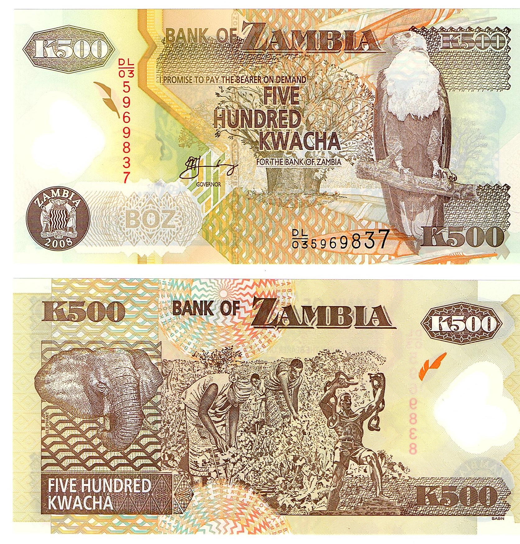 Zambia #43f-2008 500 Kwacha