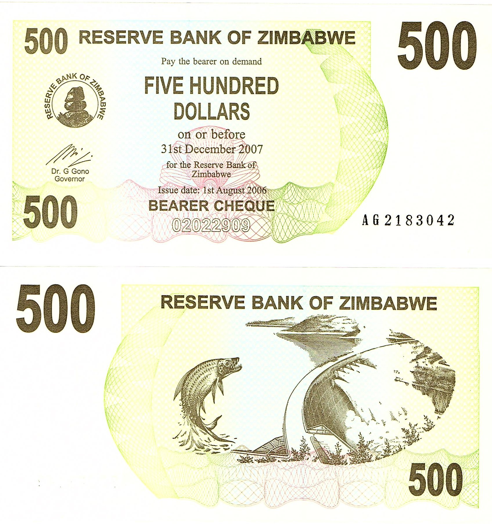 Zimbabwe #43   500 Dollars