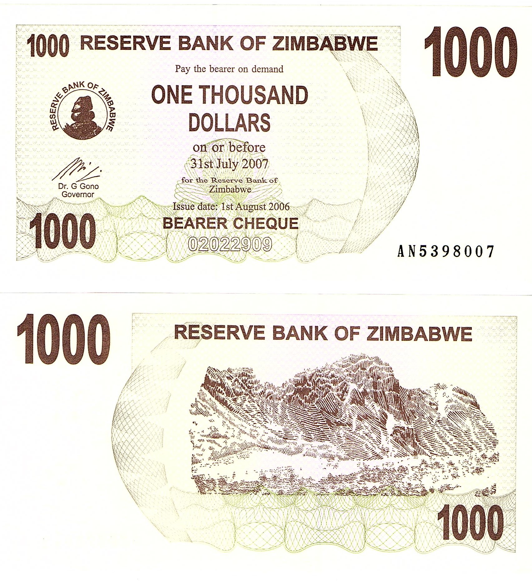 Zimbabwe #44   1000 Dollars