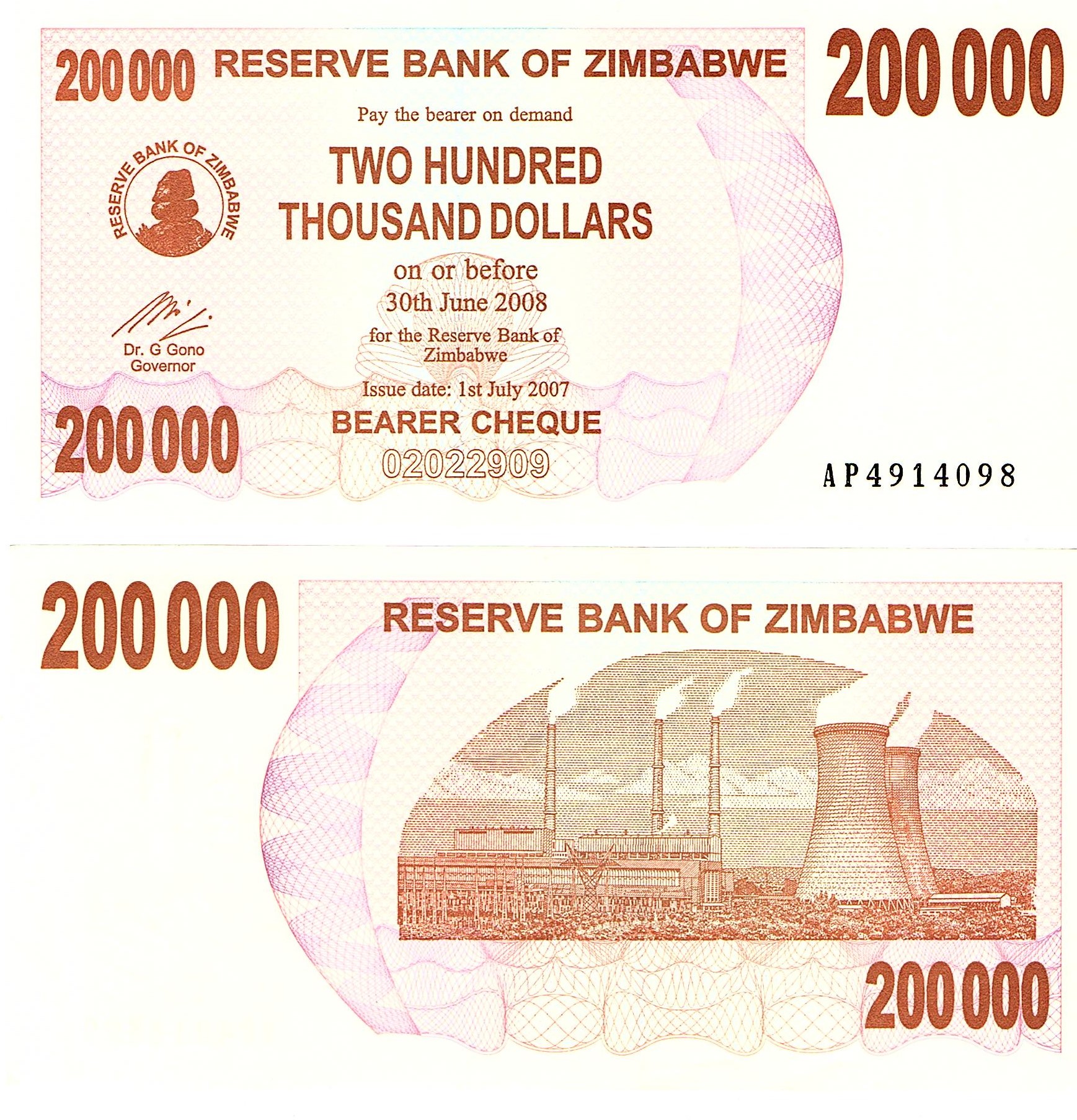 Zimbabwe #49   200,000 Dollars