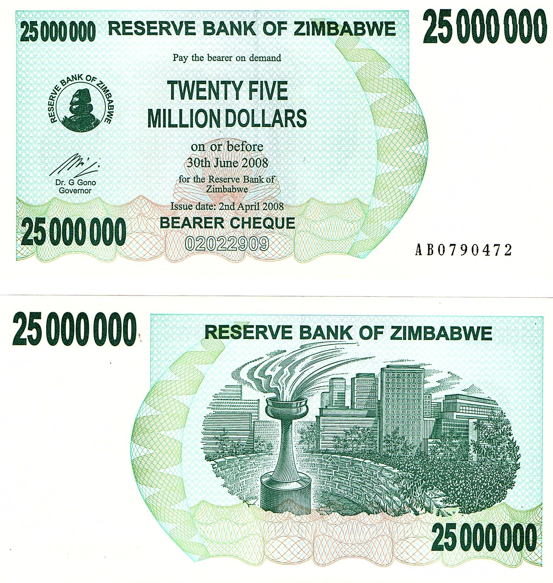Zimbabwe #56 25,000,000 Dollas