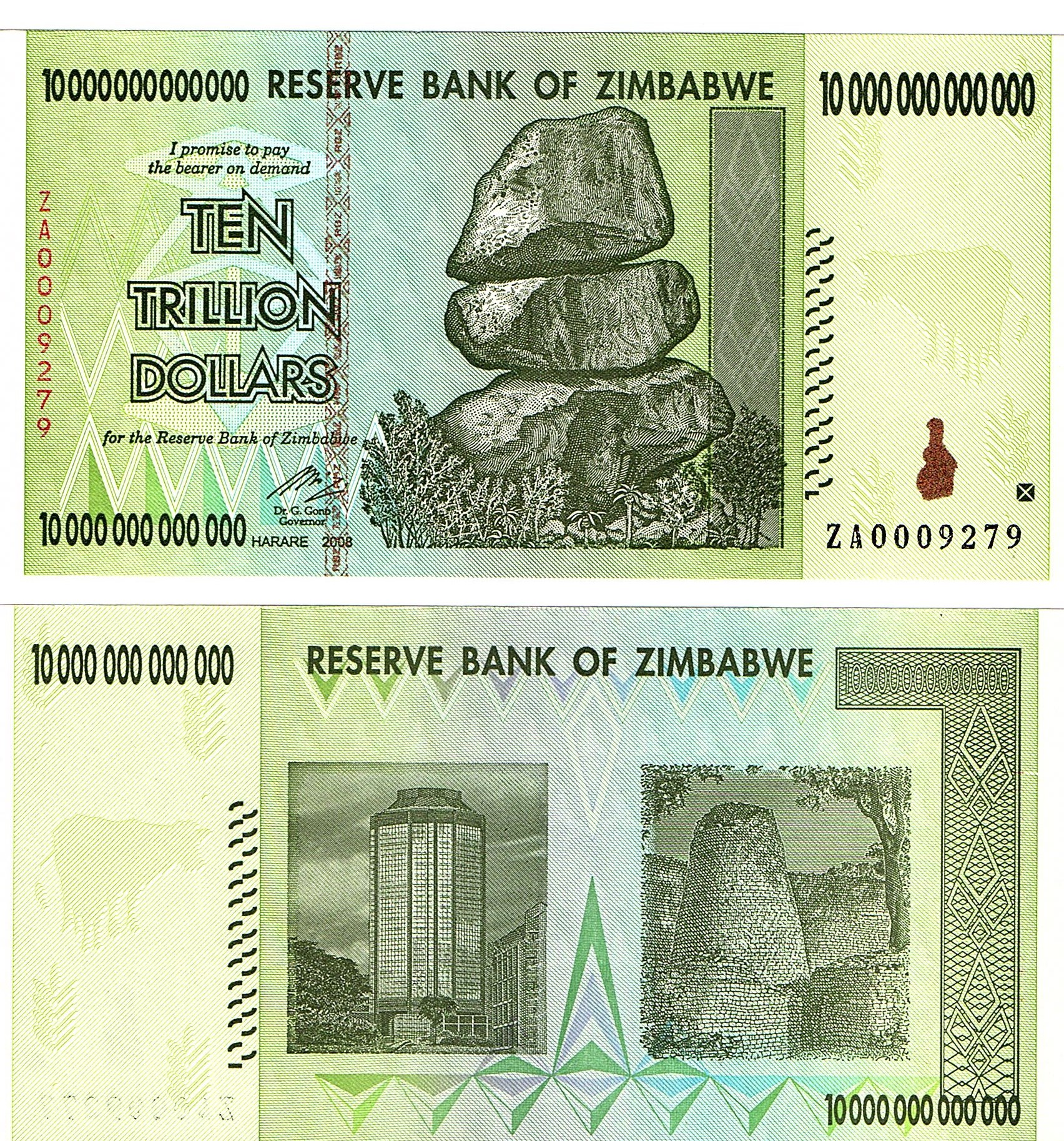 Zimbabwe #88R 10 Trillion Dollars REPLACEMENT