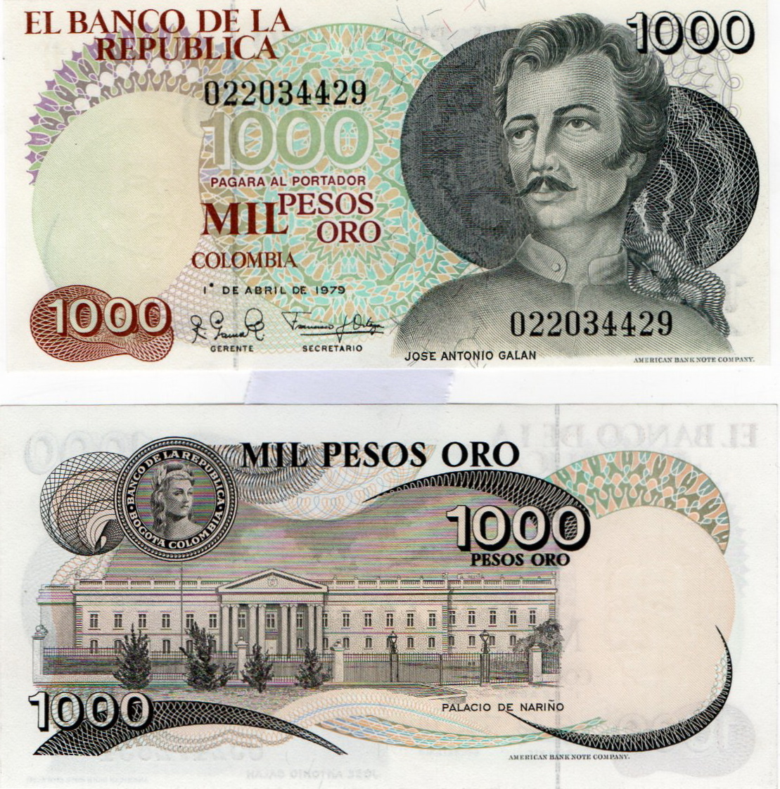 Colombia #421    1.000 Pesos Oro